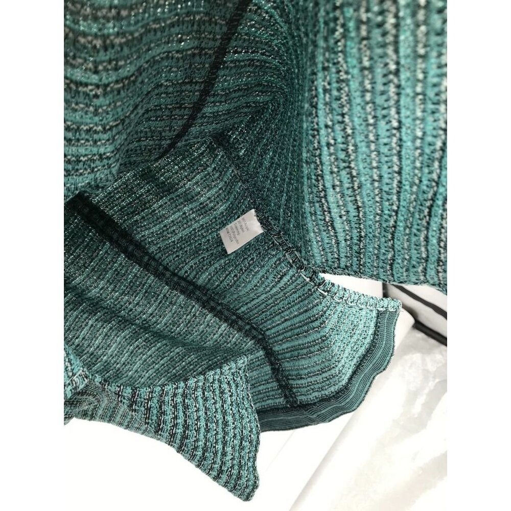 Misook Womens Green Knit Short Sleeve V-Neck Dress size medium Gold embellished - Picture 3 of 15